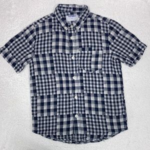 Old navy muslin black check short sleeve button down small 6/7